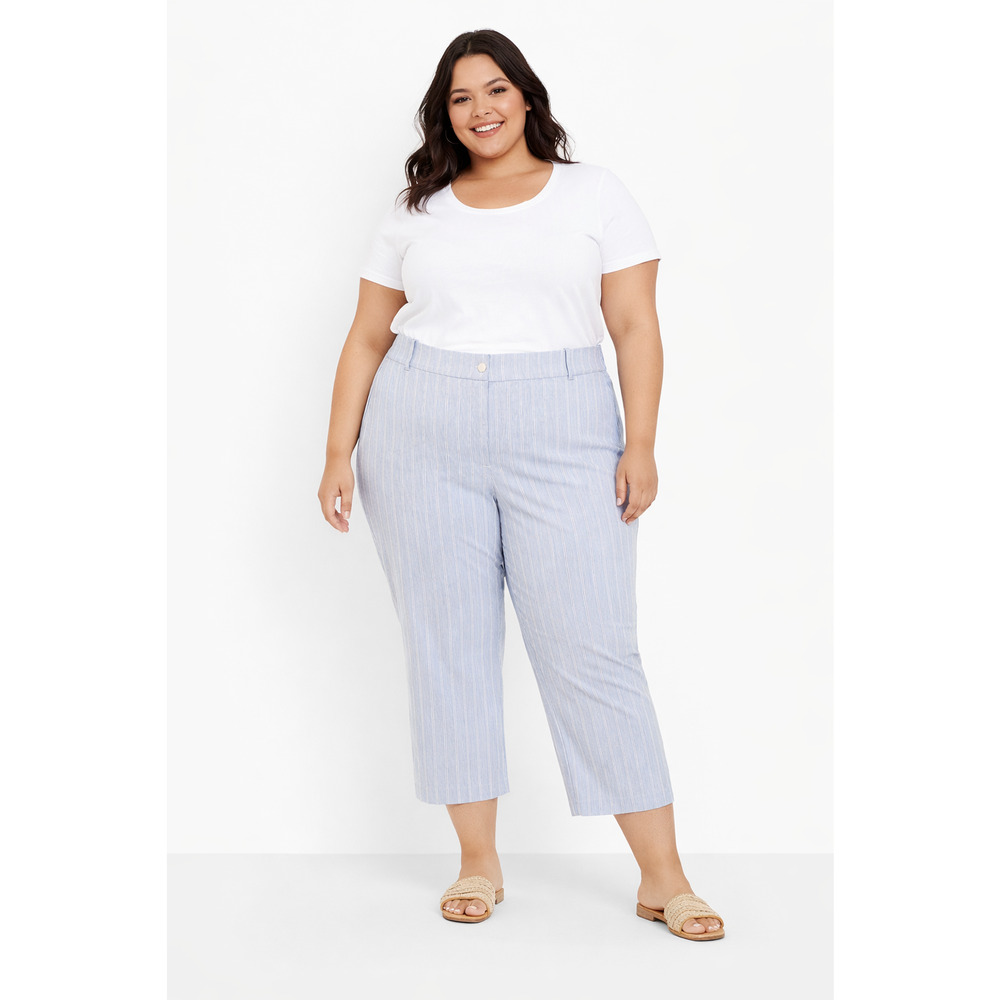 Rafaella Women's Plus Pants Size 24W Pin-Stripe Straight Leg Crop Stretch Office